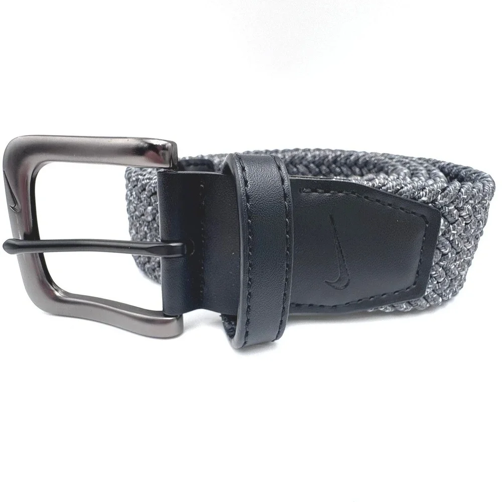 NIKE Men's Large 38-40 Gray G-Flex Woven Braided Stretch Belt Golf Adjustable